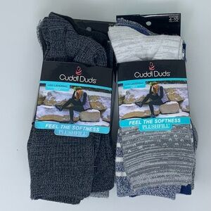 NWT Women’s Cuddl Duds Plushfill Crew Socks Bundle 6-pack each of Black, Gray